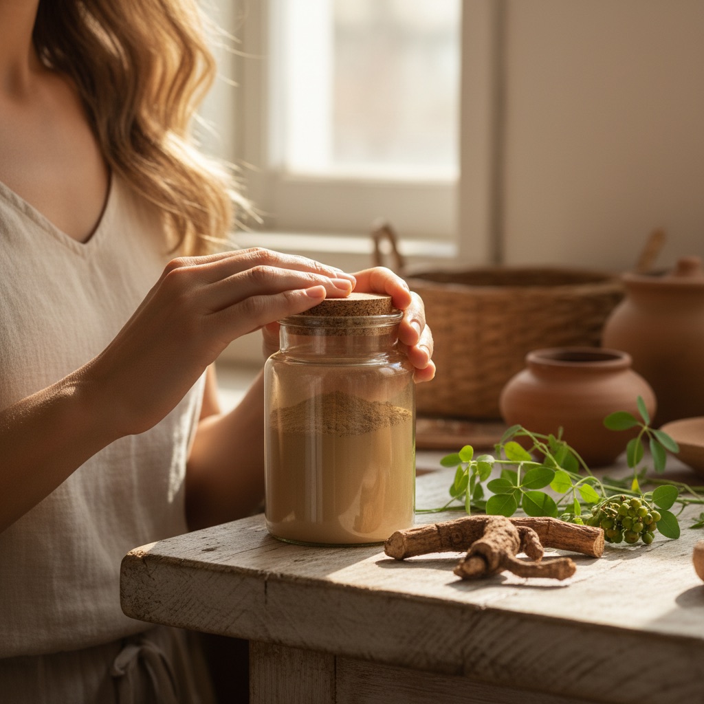 How to choose an ashwagandha supplement (KSM-66 vs Sensoril vs Shoden) — editorial imagery