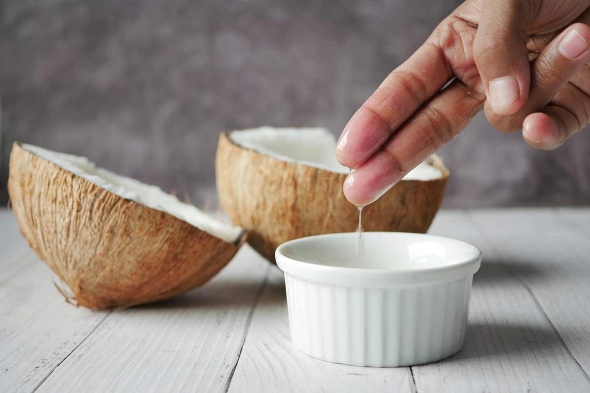 coconut and natural skincare ingredients flatlay