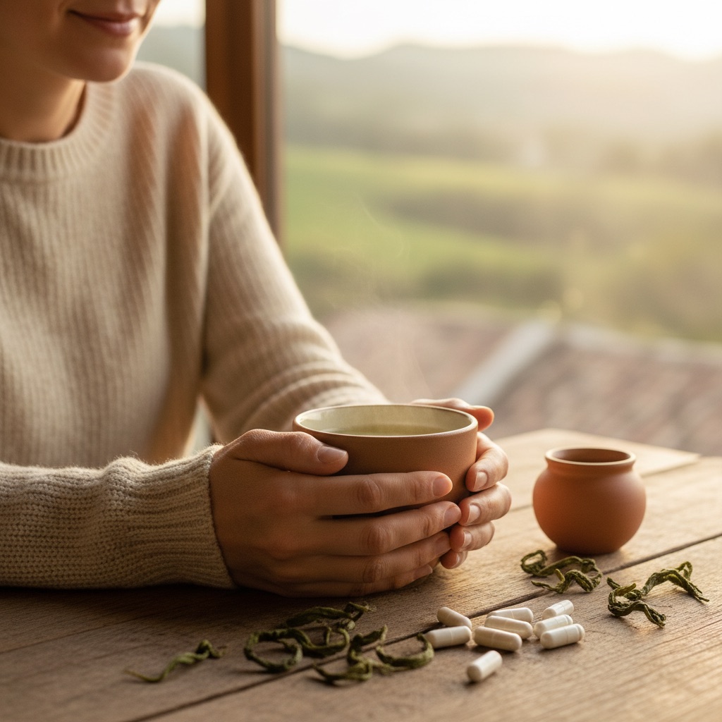 How to choose an L-theanine supplement (for calm without drowsiness) — editorial imagery